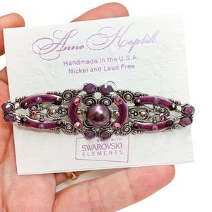 Purple Deco Pin Brooch By Anne Koplik, Made In USA
